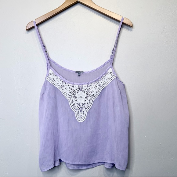 Charlotte Russe | Lilac Camisole Crochet Lace Spaghetti Strap Cami Tank Top - Picture 2 of 10